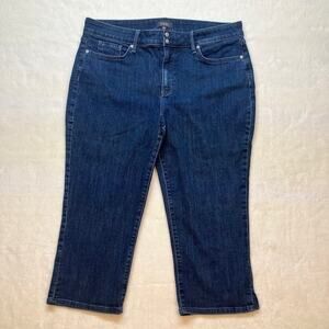 NYDJ Women's Dark Wash Denim Crop Capri Jeans Size 16P PETITE Cool Embrace